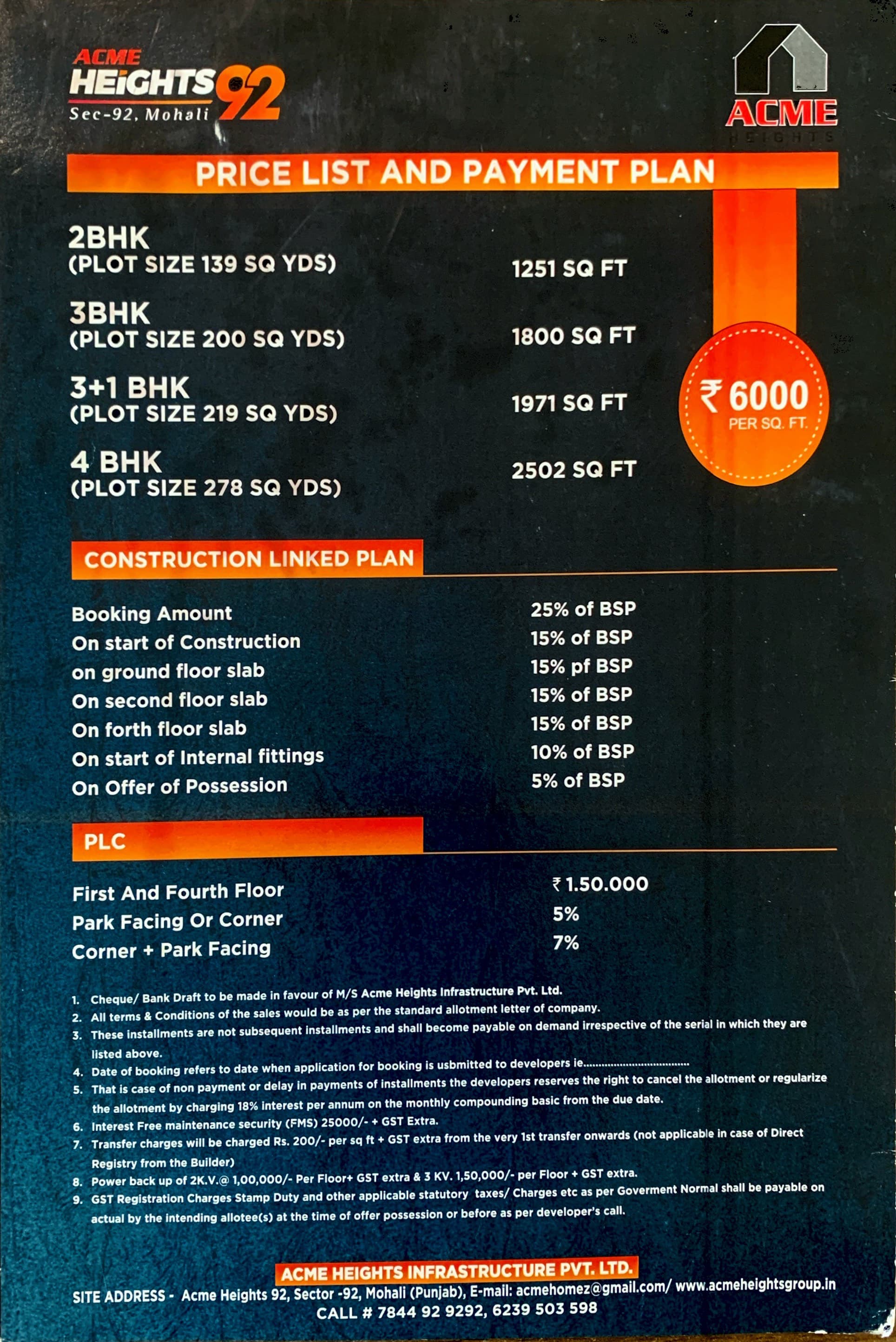 Price List & Payment Plan