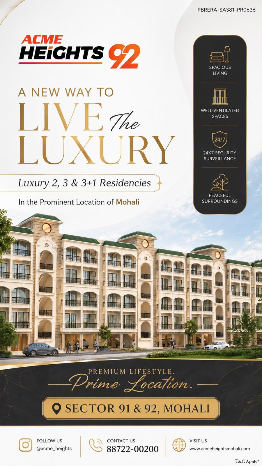 Acme Heights 92 luxury living sector 91 and 92 campaign creative