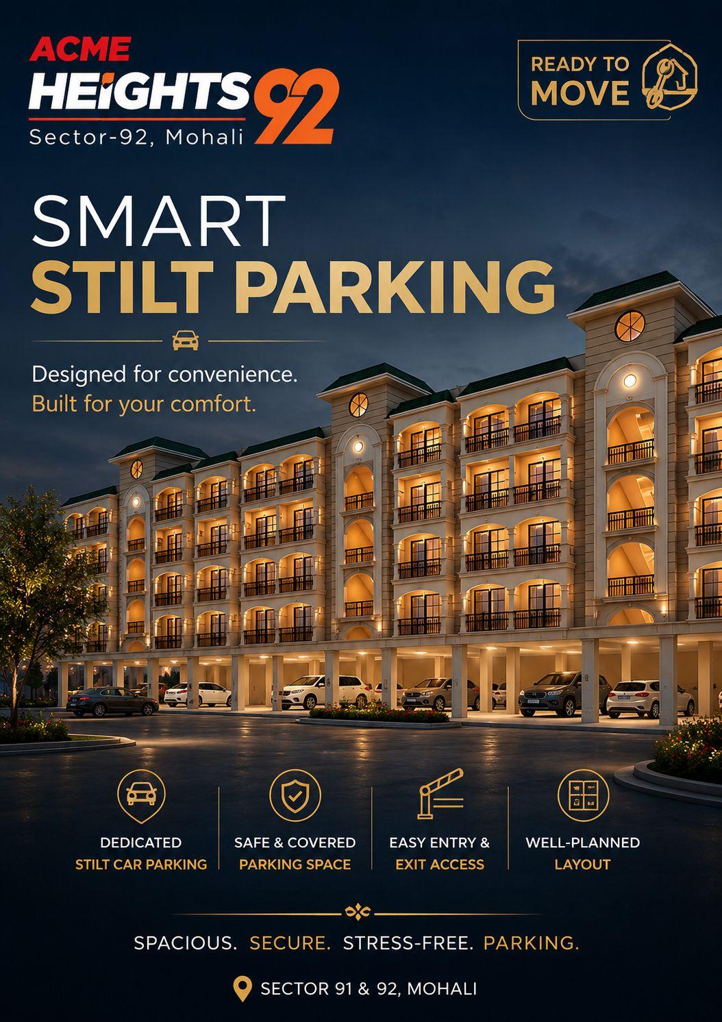 Acme Heights 92 smart stilt parking campaign creative